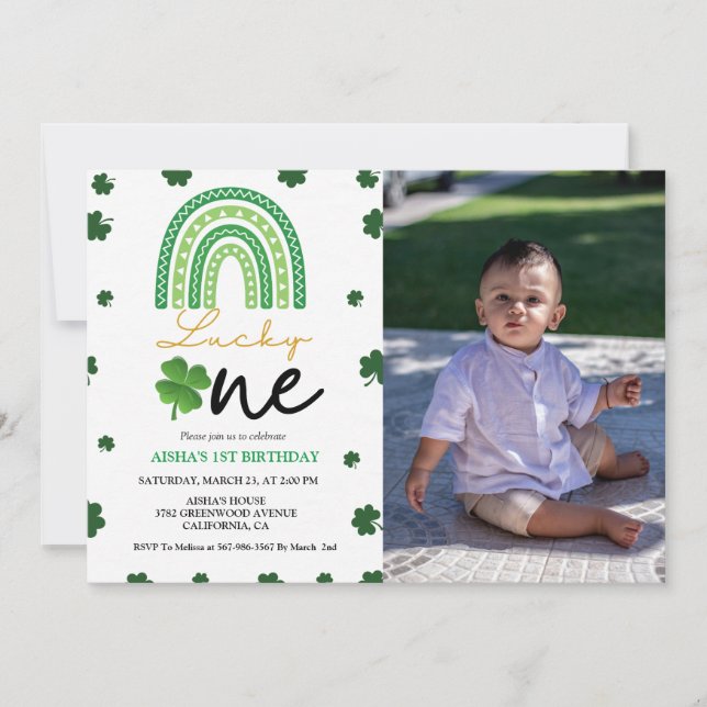 Patrick's Day First Birthday Party Lucky One Party Invitation (Front)