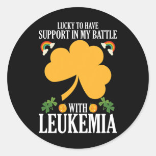 Patricks Day Four Leaf Clover Leukaemia Awareness Classic Round Sticker