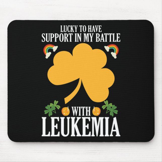 Patricks Day Four Leaf Clover Leukaemia Awareness  Mouse Mat (Front)