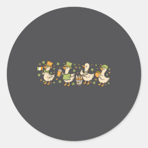 Patricks Day,funny Goose, Shamrock, Beer Gift Tee  Classic Round Sticker