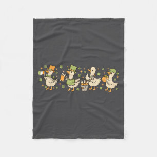 Patricks Day,funny Goose, Shamrock, Beer Gift Tee Fleece Blanket