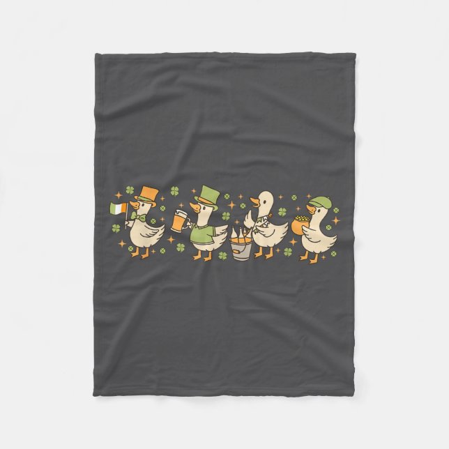 Patricks Day,funny Goose, Shamrock, Beer Gift Tee  Fleece Blanket (Front)