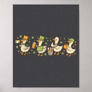 Patricks Day,funny Goose, Shamrock, Beer Gift Tee Poster