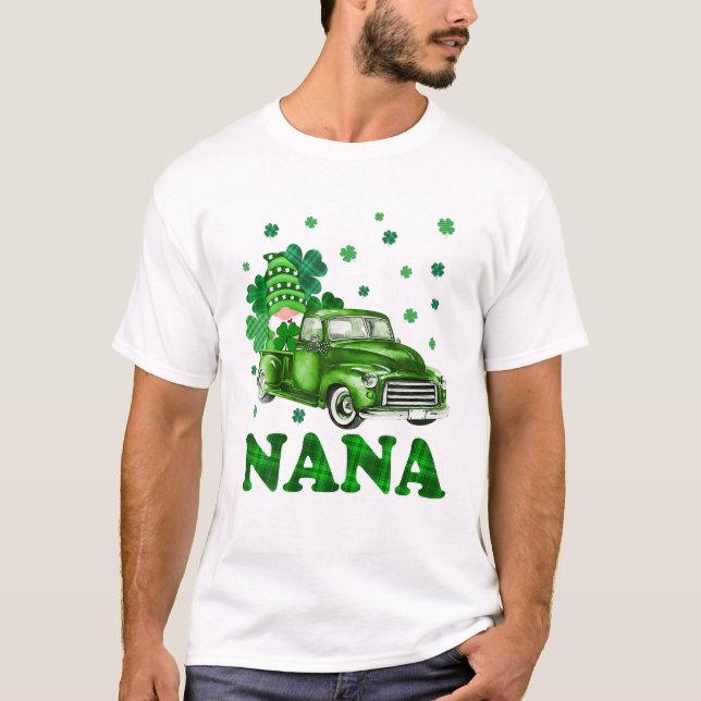 Patricks Day Gnome Nana Plaid T-Shirt (Front)