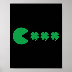 Patricks Day Video-game Clover Funny Boys Girls Ki Poster