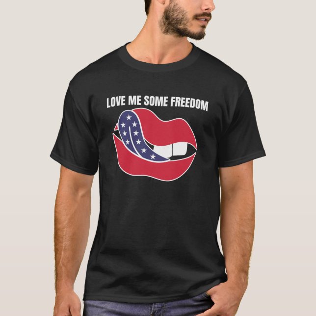 Patriot American Love Me Some Freedom USA Tongue L T-Shirt (Front)