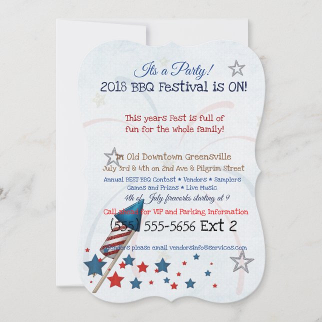 Patriot Americana Mixed Media BBQ FEST PARTY Invitation (Front)