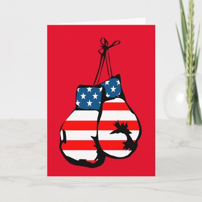PATRIOT BOXER BOXING GLOVES BIRTHDAY CARD (Front)