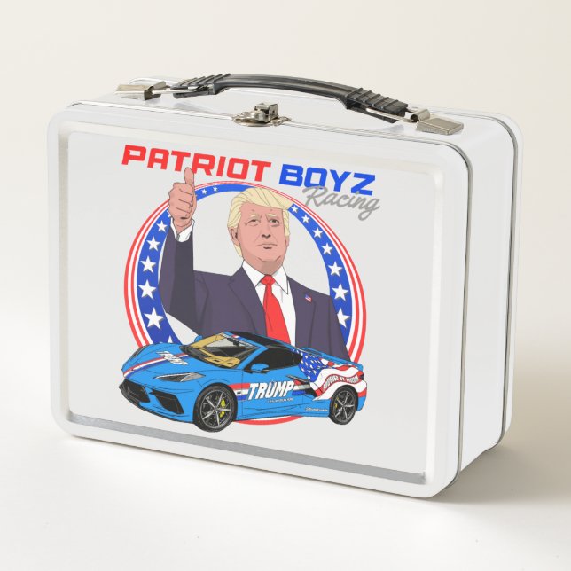 Patriot Boyz Racing & Trump Corvette lunch box (Front)