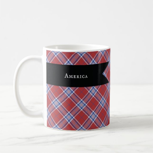 Patriot Colour Plaid Patriotic Tea Cup (Left)