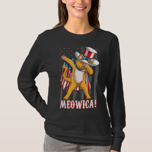 Patriot Dabbing Meowica Ca American Flag July Fou T-Shirt