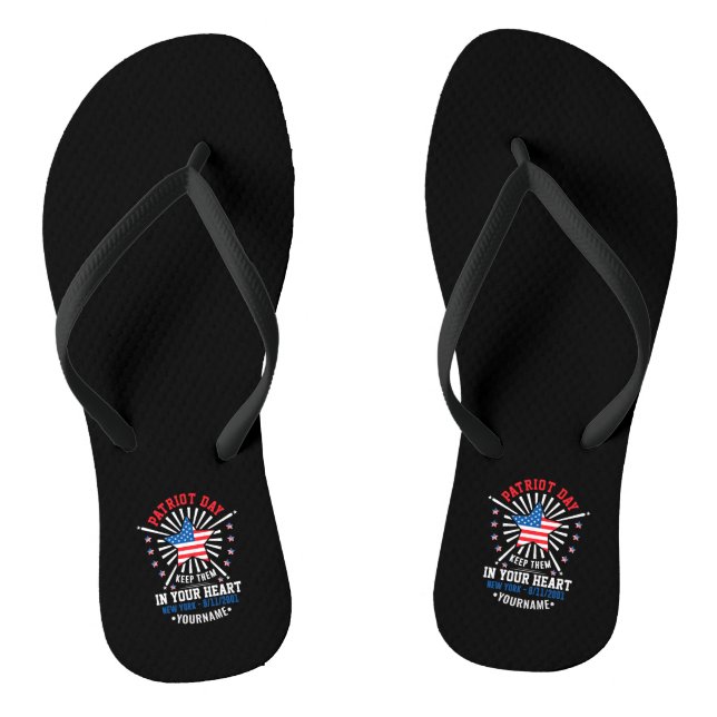 Patriot Day Never Forget September 11 2001 Flip Flops (Footbed)
