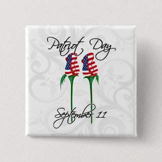 Patriot Day, Two American Flag Roses 15 Cm Square Badge