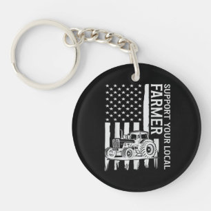 Patriot Farming Tractor USA Flag Farmer Father's D Key Ring