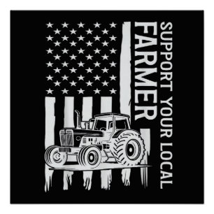 Patriot Farming Tractor USA Flag Farmer Father's D Poster