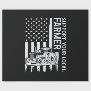 Patriot Farming Tractor USA Flag Farmer Father's D Wrapping Paper