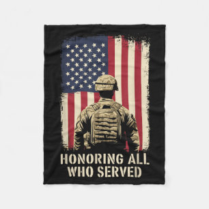 Patriot Flag Design Veterans Day Memorial 4th of Fleece Blanket