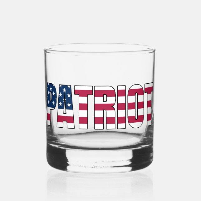 Patriot Flag Rocks Glass (Front)