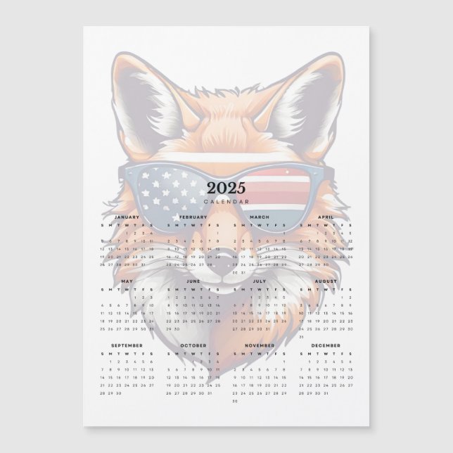 Patriot Fox Red White Blue Sunglasses Magnet 2025 (Front)