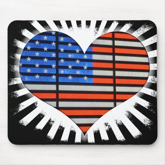 Patriot Heart American Flag Mouse Mat (Front)