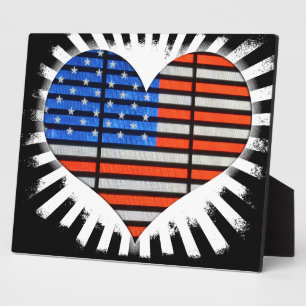 Patriot Heart American Flag Plaque