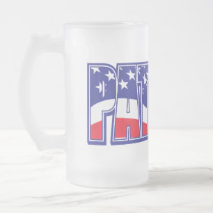 Patriot in the American Flag Frosted Glass Beer Mug