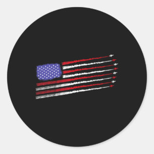 Patriot July 4th Fighter Jets Aeroplane Usa Flag K Classic Round Sticker