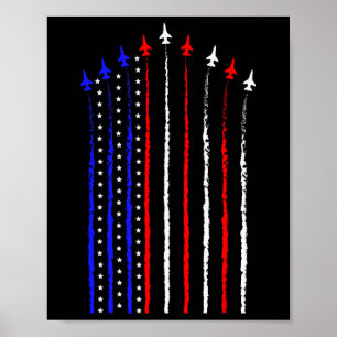 Patriot July 4th Fighter Jets Aeroplane Usa Flag K Poster