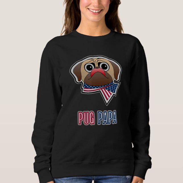 Patriot Pug With American Flag Bow Sweatshirt (Front)
