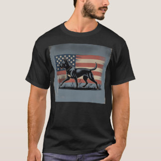 Patriot Pup – Retro Dog with American Flag T-Shirt