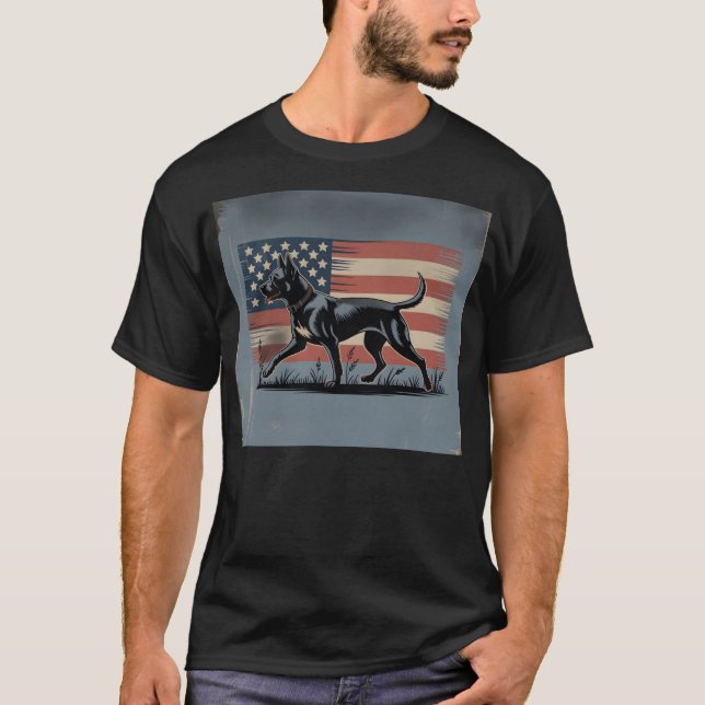 Patriot Pup – Retro Dog with American Flag T-Shirt (Front)