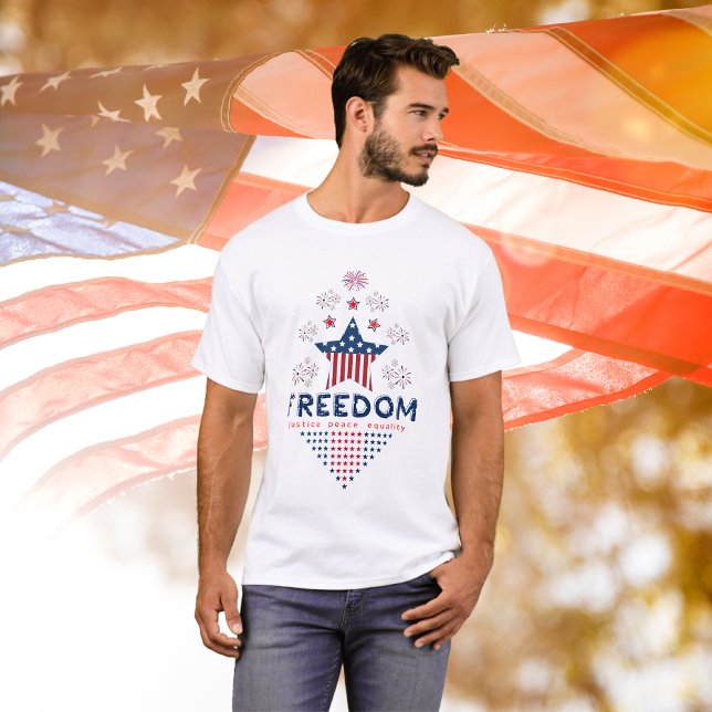 Patriot Red Blue Freedom USA Flag Star Mens Family T-Shirt (Creator Uploaded)