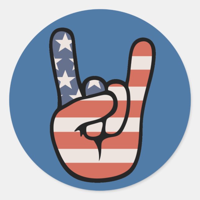 Patriot Rock Hand Classic Round Sticker (Front)