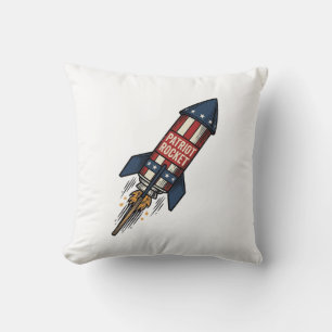Patriot Rocket 4th of July Vintage Fireworks Desig Cushion