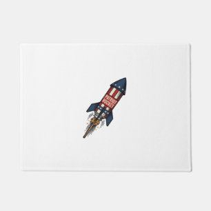Patriot Rocket 4th of July Vintage Fireworks Desig Doormat