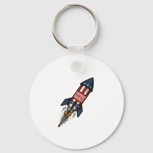 Patriot Rocket 4th of July Vintage Fireworks Desig Key Ring