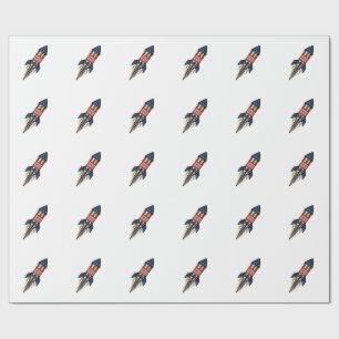 Patriot Rocket 4th of July Vintage Fireworks Desig Wrapping Paper