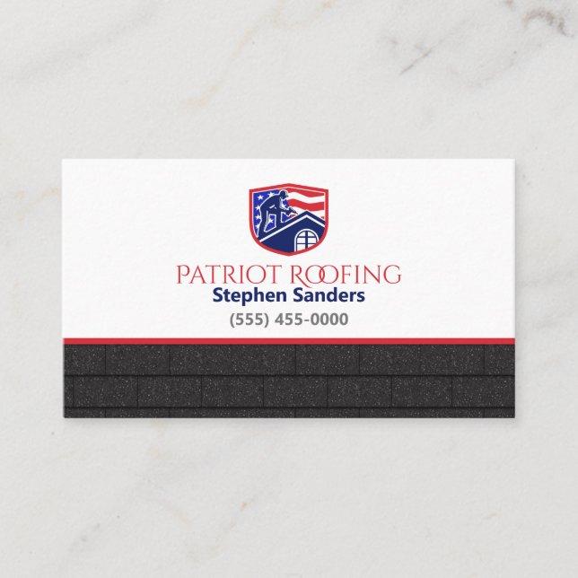 Patriot Roofing Shingles Construction Company Business Card (Front)