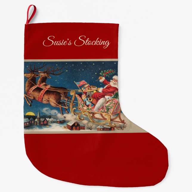 Patriot Santa Large Christmas Stocking (Front)