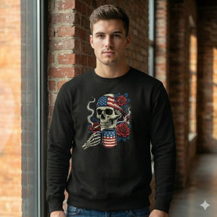 Patriot Skull Coffee & Cigarette USA Flag Shirt