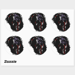 PATRIOT SKULL Color Classic Round Sticker