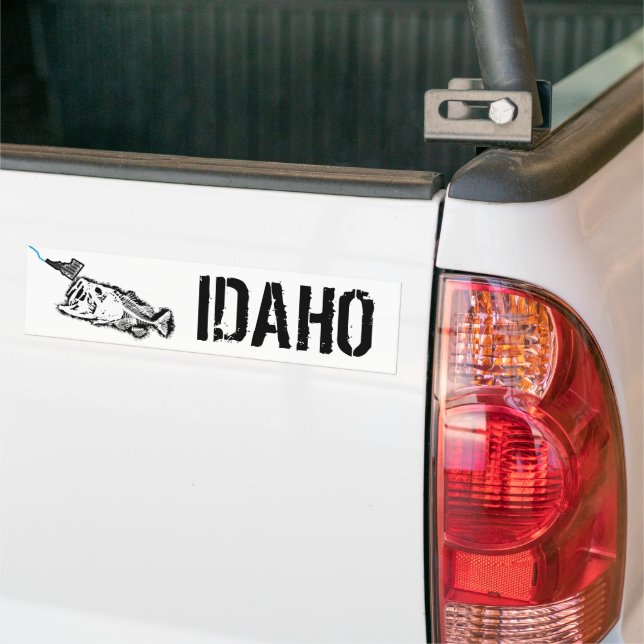 PATRIOT - STRIKING IDAHO - ONE BAD BASS BUMPER STICKER (On Truck)