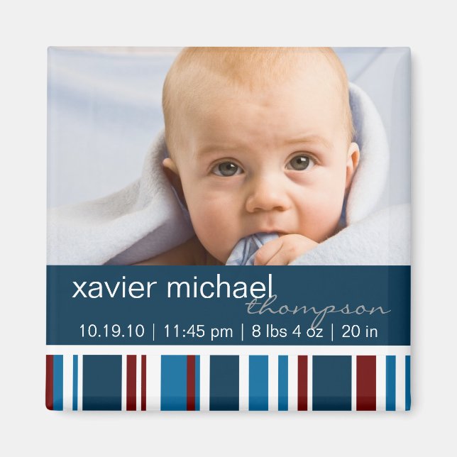 Patriot Stripes Baby Boy Photo Magnet (Front)