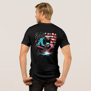 Patriot USA Flag Welder Striking An Arc Men's  Tri-Blend Shirt