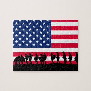 Patriot USA Soldiers flag motif Jigsaw Puzzle