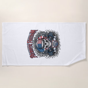 Patriotic 1776 Off Road Skull Monster Truck Beach Towel