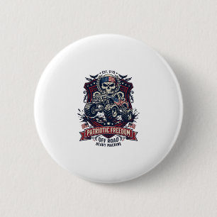 Patriotic 1776 Off Road Skull Monster Truck Heavy 6 Cm Round Badge