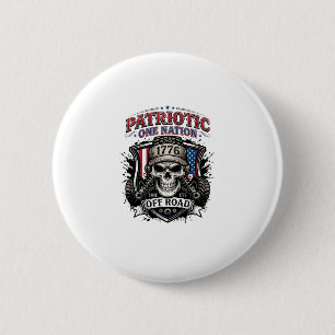 Patriotic 1776 Off Road Skull Monster Truck Heavy  6 Cm Round Badge