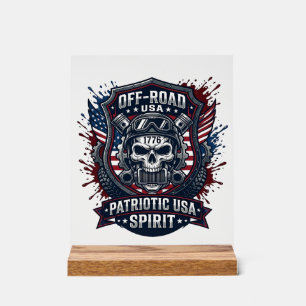 Patriotic 1776 Off Road Skull Monster Truck Heavy  Acrylic Sign