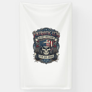 Patriotic 1776 Off Road Skull Monster Truck Heavy Banner